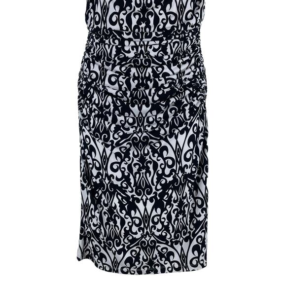 Cato Damask Cowl Neck Damask Print Mini Dress Black White Size 12 - Picture 4 of 8